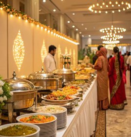 A beautifully decorated catering display