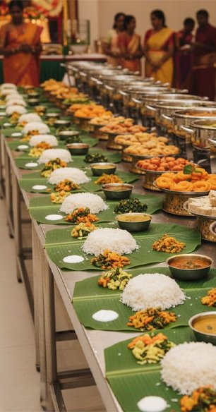 Catering staff preparing food